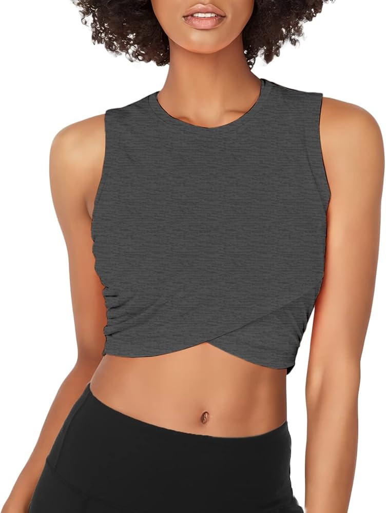 Sanutch Yoga Crop Tops Dance Tops Fitted Workout Crop Tops Yoga Tank Tops Athletic Sports Shirts ... | Amazon (US)