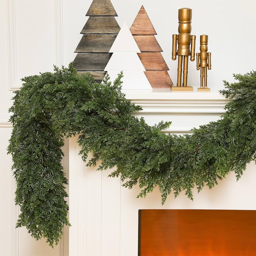 Yungyan 2 Pcs 6 ft Deluxe Christmas Cedar Garland Upgrade Encrypted Artificial Cedar Garland Gree... | Amazon (US)