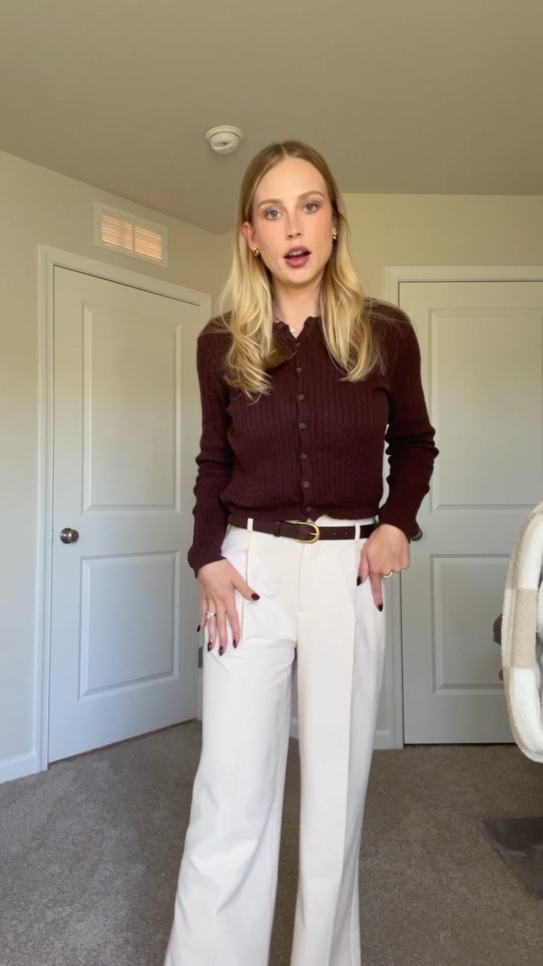 Fall office outfit - cotton on cardigan is sold out but linking similar! 
Business casual, corporate, job, work, trouser, cardigan, affordable, professional, internship, kitten heel

#LTKFindsUnder50 #LTKWorkwear