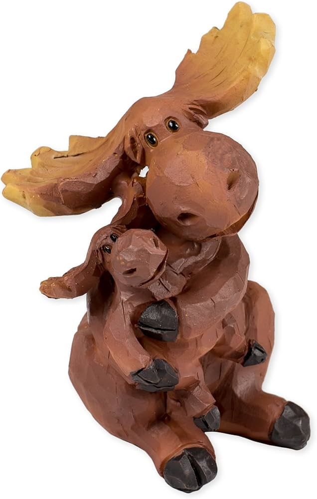 Slifka Sales Co. Mama Moose Hugging Baby 4 x 3 x 2 Inch Resin Crafted Tabletop Figurine | Amazon (US)