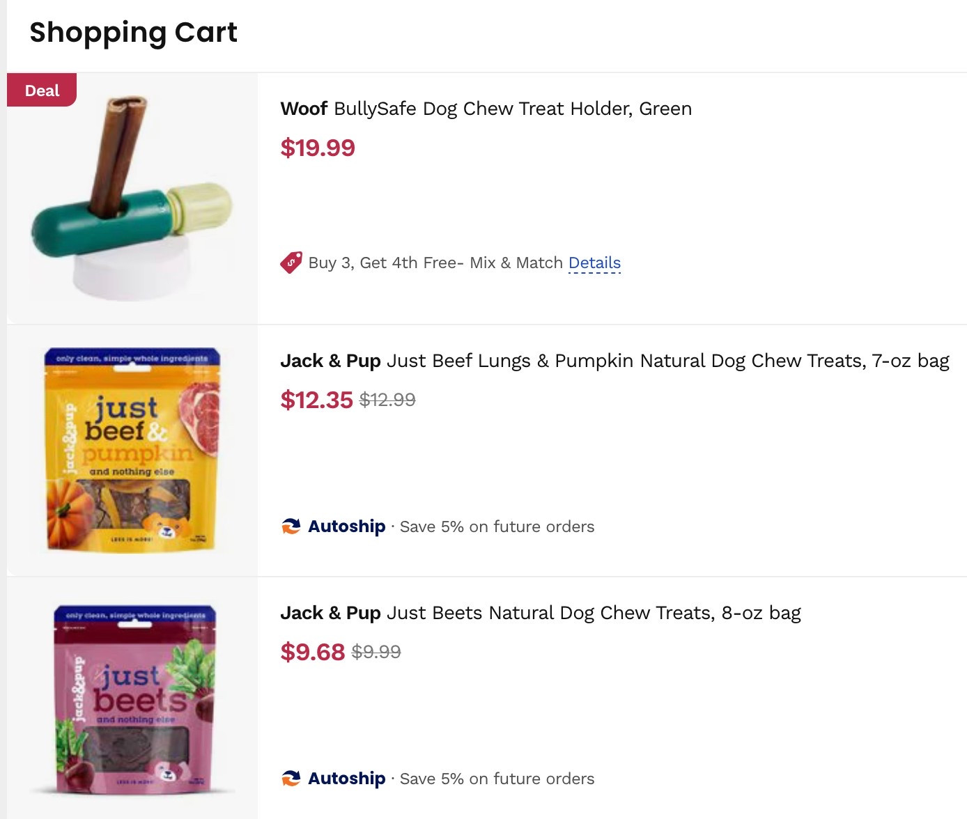 What’s in my Chewy Cart:

Rafferty needs a bully stick holder, and we love single- and limited-ingredient, whole food treats like these ones from Jack & Pup.
.
.
.
.
.
.
#dog #dogmom #dogtreats #bullystick #singleingredientdogtreats

#LTKHome #LTKFamily #LTKPets