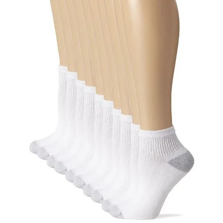 Hanes Women's Big and Tall Cushioned Athletic Ankle, White/Pink 10 Pack, Sock Size: 10-12, Shoe Size: 8-12 | Walmart (US)