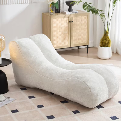 Bean Bag Lounger Modern with Gentle Support for Living Room 59in White-3irtyhousy | Target