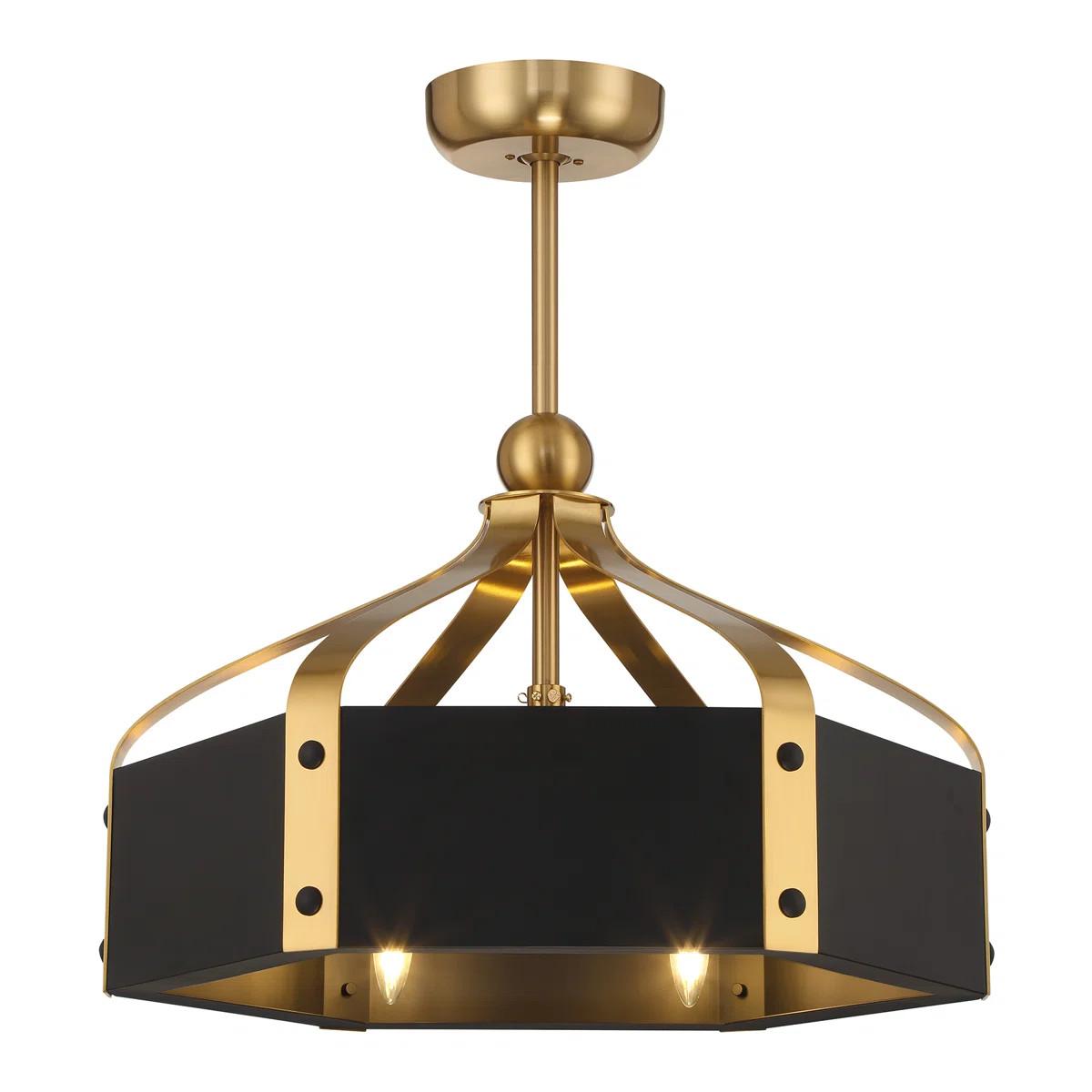 Kenmore 26" 6-Light Fandelier in Black with Warm Brass Accents with Remote Control | Wayfair North America