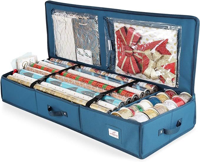 Hearth & Harbor Wrapping Paper Storage Container - Christmas Storage Bag with Interior Pockets - ... | Amazon (US)