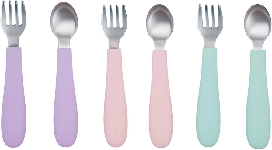 WeeSprout Toddler Utensils, 3 Forks & 3 Spoons, 18/8 Stainless Steel & Food Grade Silicone, Thick... | Amazon (US)