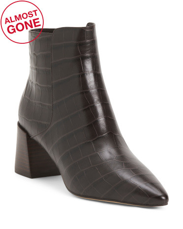 Leather Catlyn Block Booties | TJ Maxx