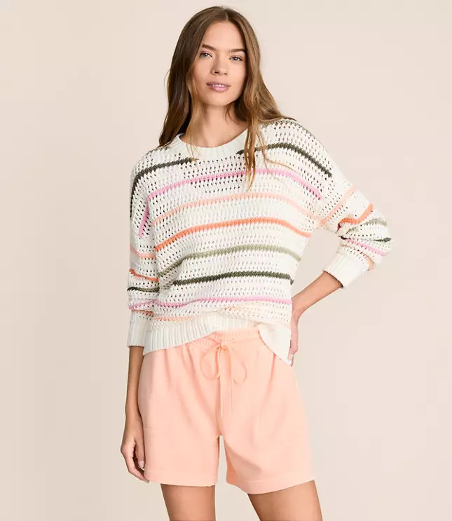 Lou & Grey Pointelle Striped Sweater | LOFT