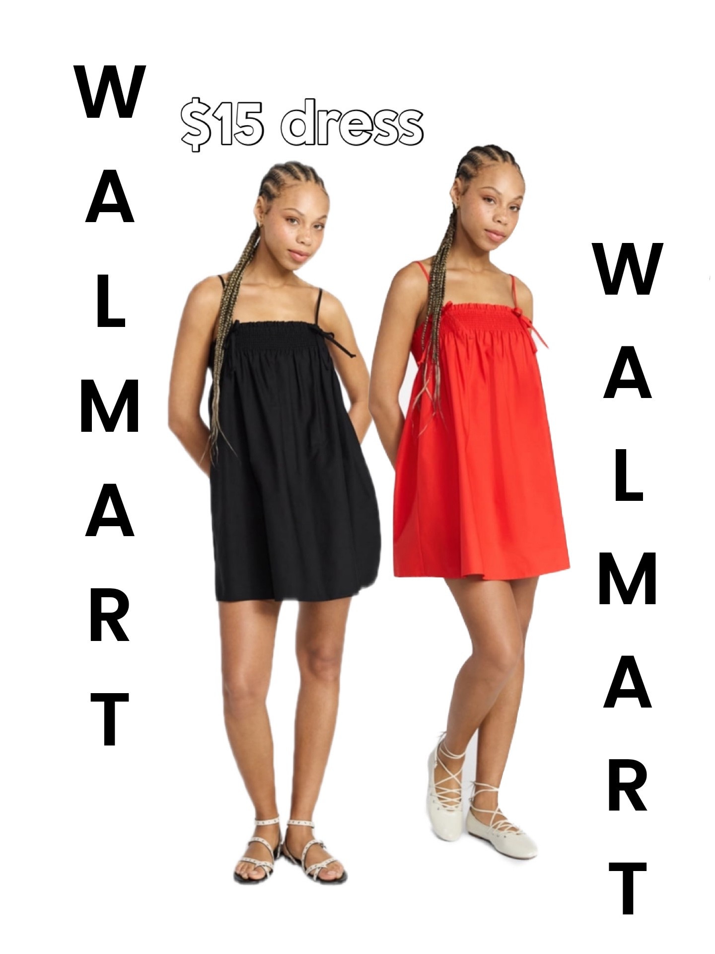 No Boundaries Cotton Poplin Smocked Mini Dress with Tie Straps, Women's XXS-XXL