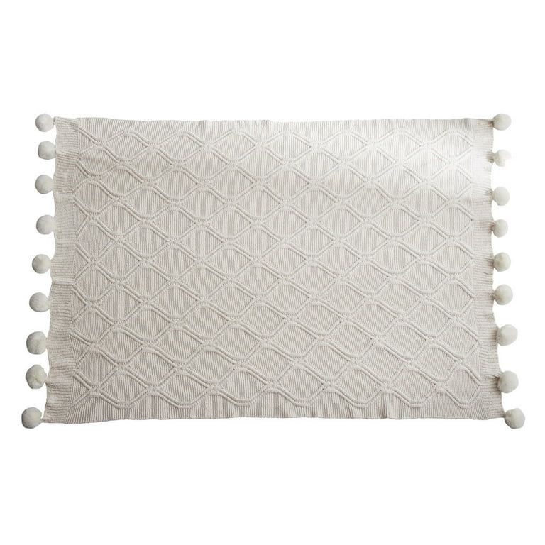 Gobestart Pom Pom Throw Blanket Knit Throw Blankets with Pompom Fringe Soft Plush | Walmart (US)