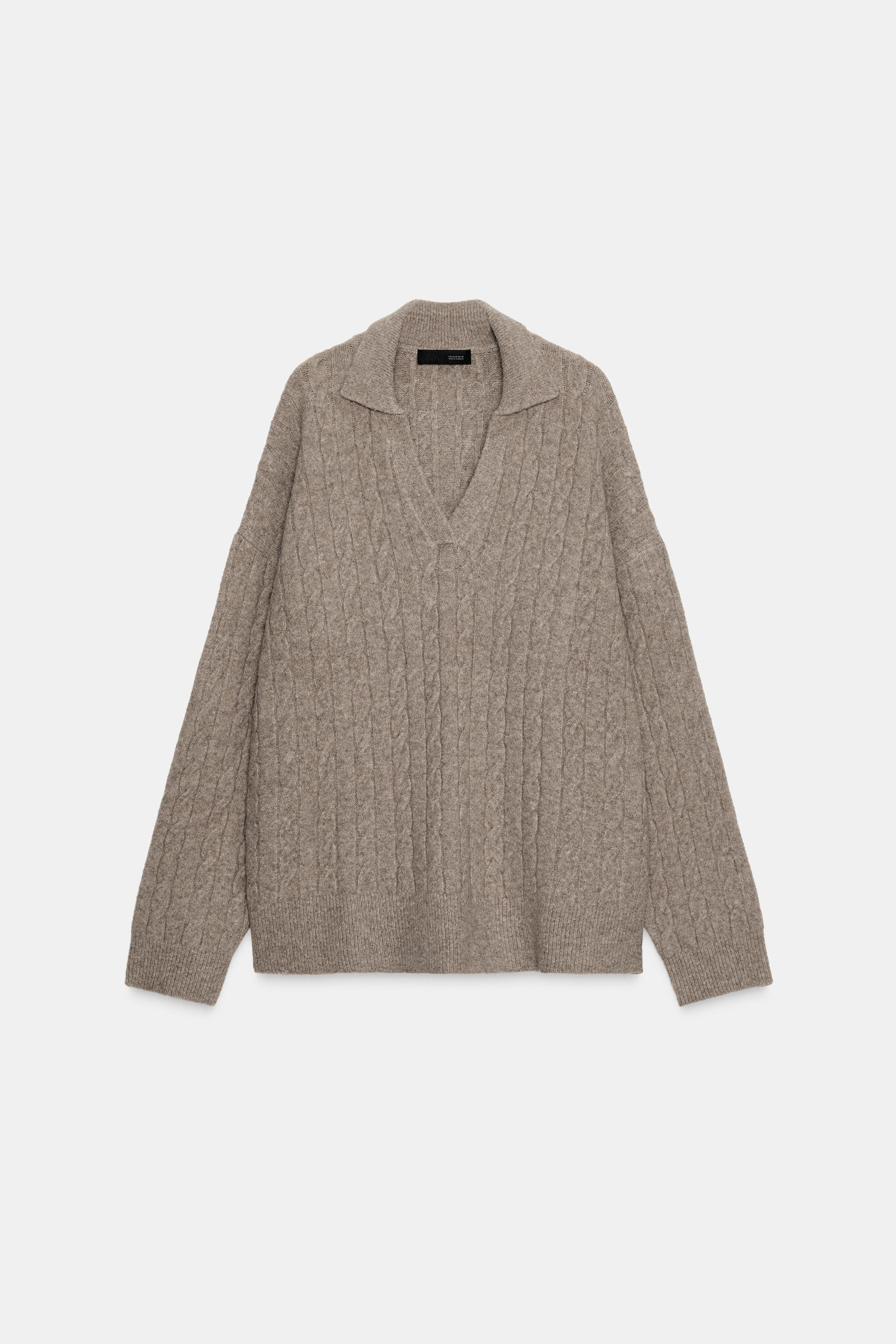 CABLE-KNIT POLO JUMPER | Zara UK