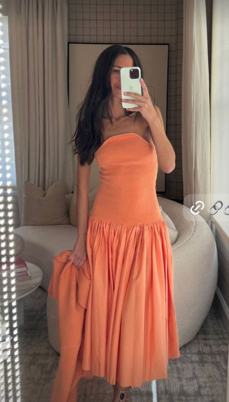 I am wearing this dress to a wedding on Saturday and feeling SO COOL that Arielle charnas just posted it. I’m wearing it to a black tie wedding but would work for a cocktail dress as well

Summer event dresses , summer wedding guest dress, strapless event dress 

#LTKSeasonal #LTKwedding