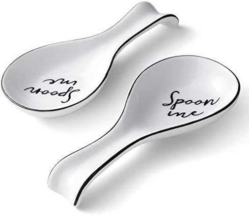 NJCharms Ceramic Spoon Rests, Porcelain Spoon Holder, Large Size Cooking Utensil Rest for Counter... | Amazon (US)