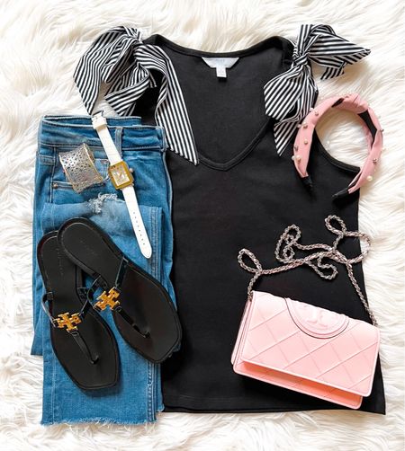 Happy Friday! We found the cutest bow tie detail tank that comes in 4 colors. It’s only $15 too! We also linked these new jelly sandals that are available in several colors + free shipping! They only come in whole sizes so if you wear a half size then go down in size. They are super comfy! 🛍️ Shop it all via the LTK app or our link in bio. We hope y’all have a great day! ☺️ 

#LTKshoecrush #LTKFind #LTKstyletip
