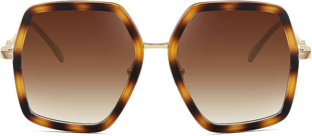 Oversized Fashion Sunglasses For Women Hexagon Inspired Brand Designer Style | Amazon (US)