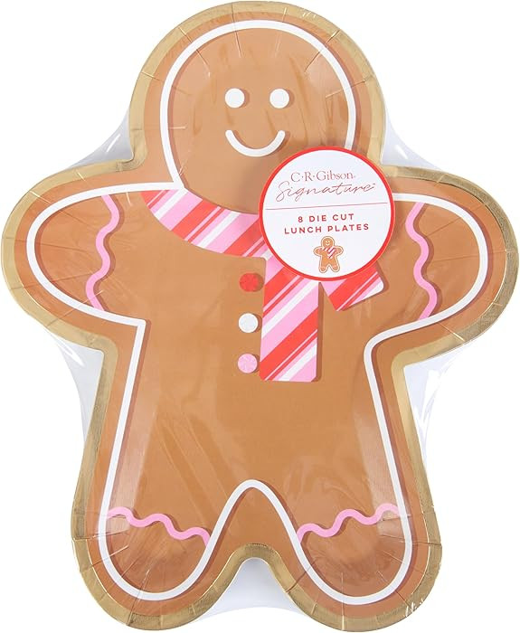C.R. Gibson Holiday Gingerbread Die Cut Lunch Plates, 8 Count (TW13-25512) | Amazon (US)