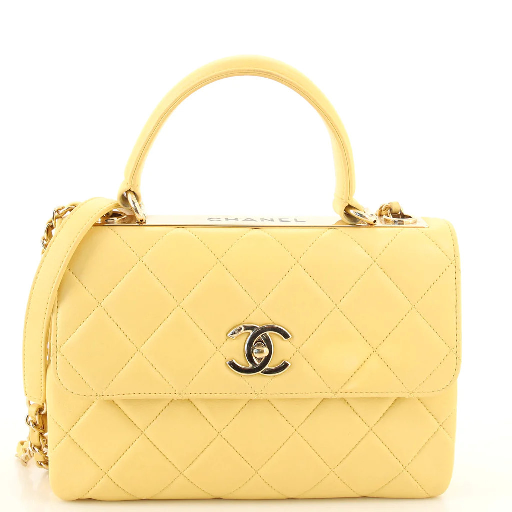 Trendy CC Top Handle Bag Quilted Lambskin Small | Rebag