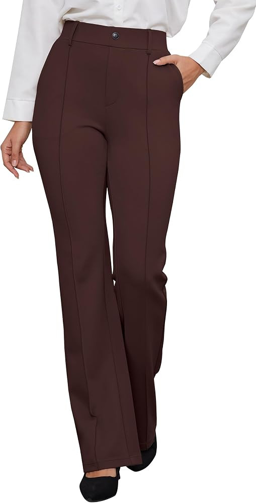 VIMPEP Women’s Straight Leg Dress Pants - High Rise Stretchy Yoga Slacks for Office Workout Bus... | Amazon (US)
