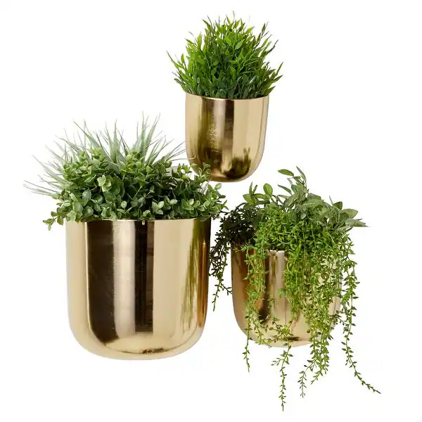 Iron Modern Wall Sconce Planters (Set of 3) - S/3 9", 7", 6"H - Gold | Bed Bath & Beyond