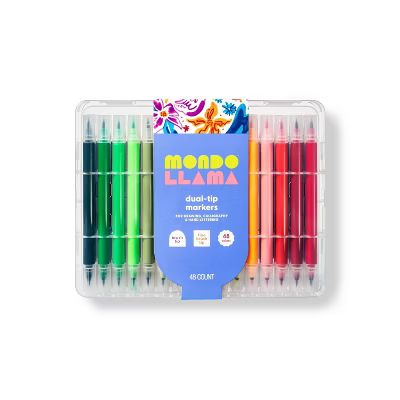 48ct Dual-Tip Brush Marker Set in Plastic Case - Mondo Llama™ | Target