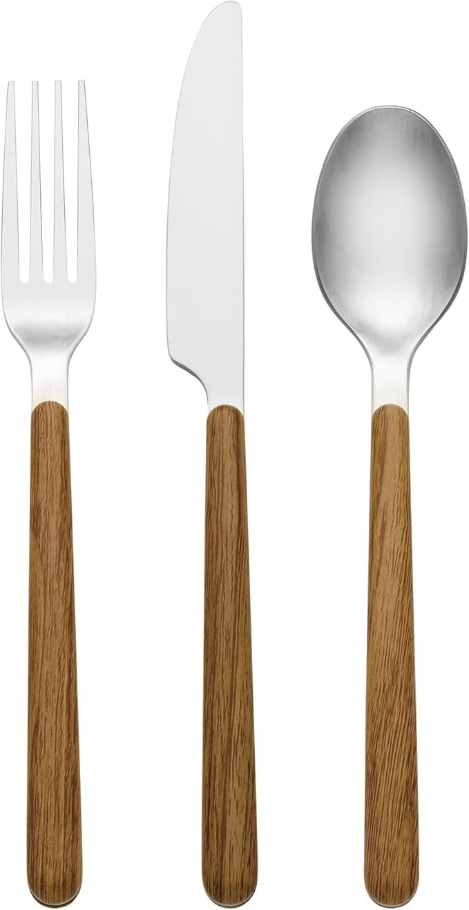 Oneida 898350 24/7 Outdoor Living 12-Piece Flatware Set, Mirror/Faux Wood | Amazon (US)