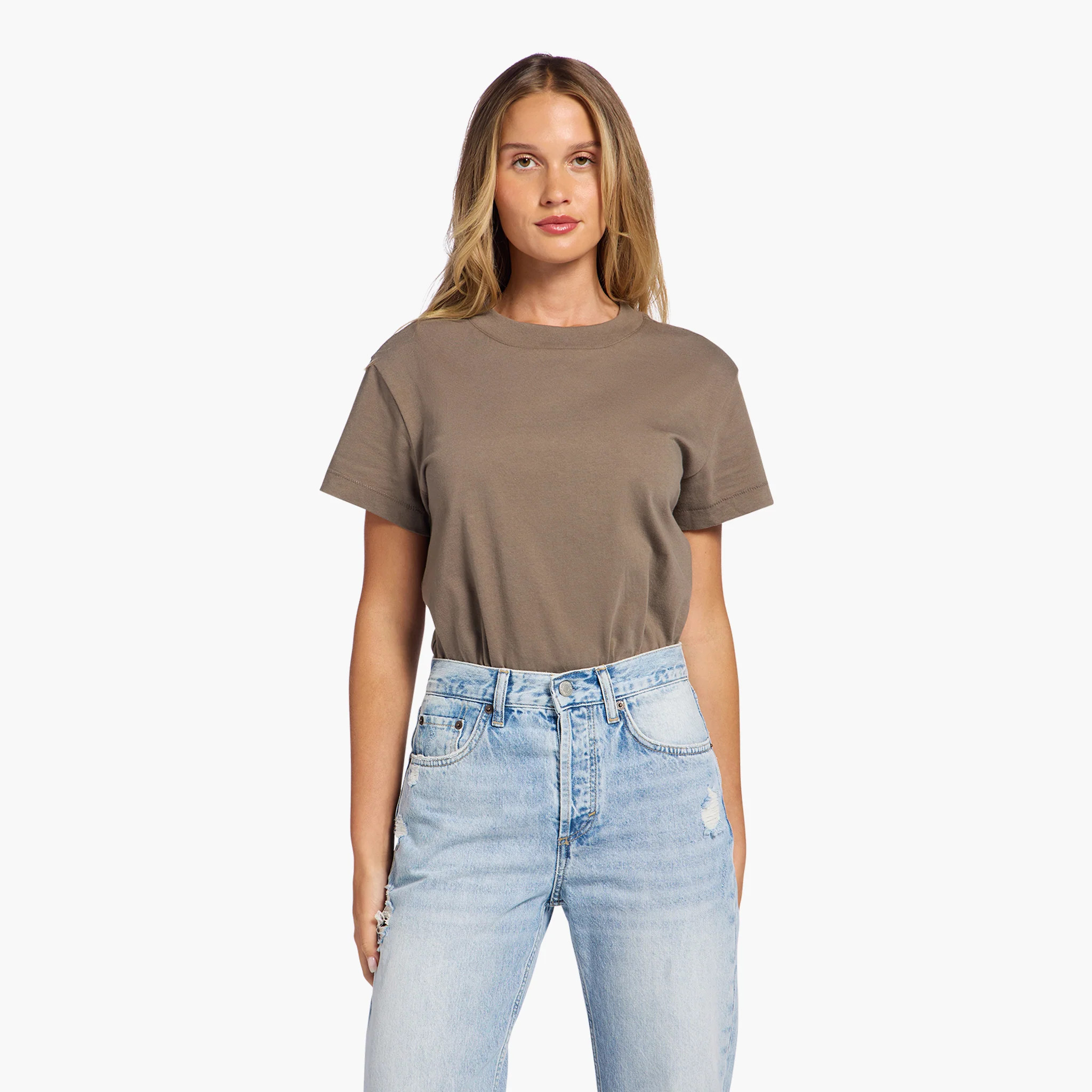 Soft Cotton Everyday T-Shirt Bodysuit | Mocha | Nuuds US