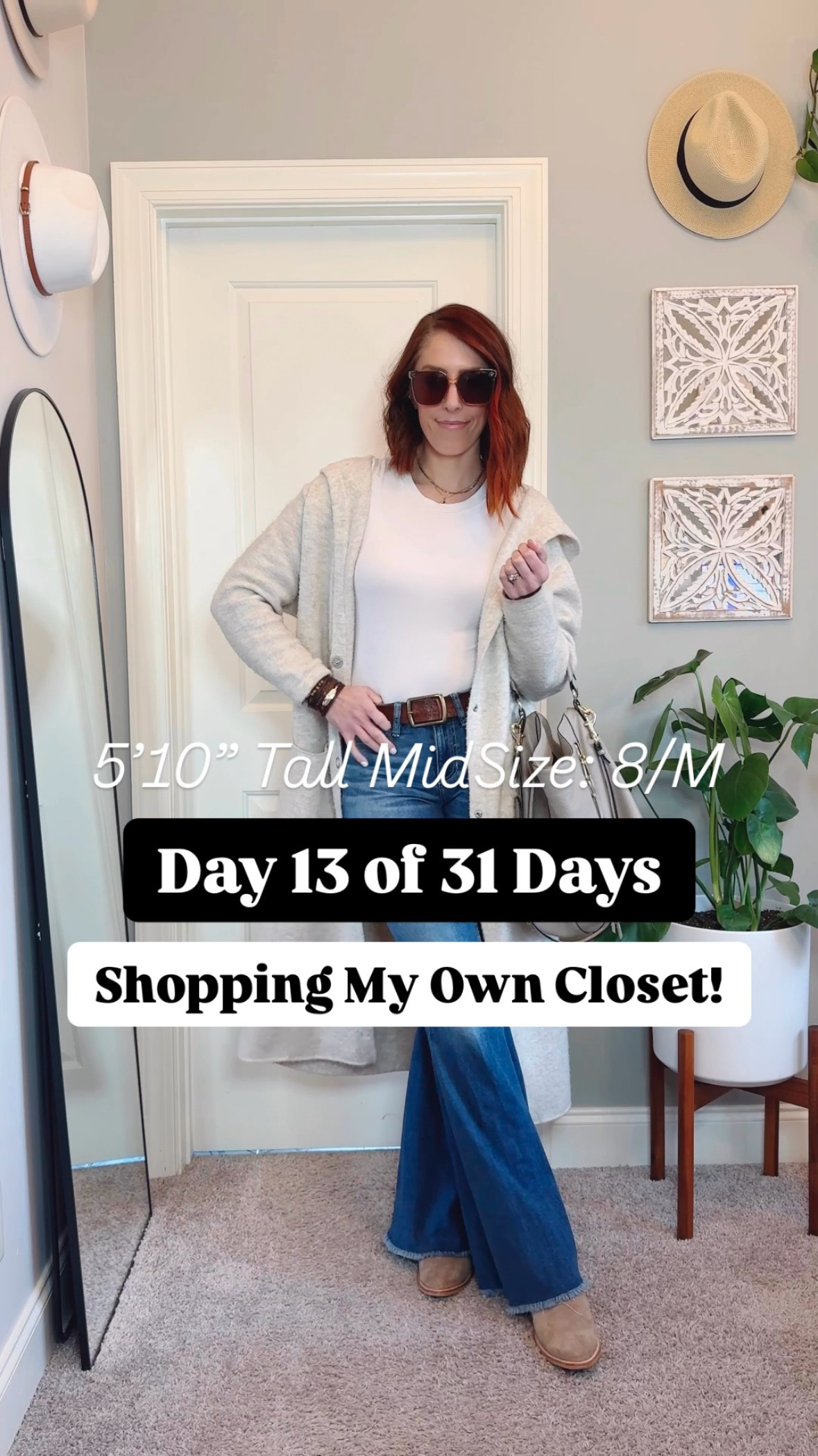 Flowy, comfy, and totally boho—this look is giving Draped Chic vibes all day long!✨

Day 13 of my 31 Days of Closet Magic Challenge features an oversized cream duster cardigan with a hood (the coziest layering piece!), a white t-shirt bodysuit, and classic trumpet bell bottom jeans cinched with a leather brown belt. I finished it off with cowboy boot mules, a neutral hobo bag, layered necklaces, a brown leather boho cuff bracelet, and oversized sunnies for that effortlessly cool finish.

Are you a fan of the long-duster look?
☁️ Yes, it’s a vibe!
🤔 Depends on the outfit!

#ClosetMagicChallenge #DrapedChic #TallGirlStyle #TallSizes #BohoStyle #WinterFashion #TallWomen #jeans

#LTKMidsize #LTKStyleTip #LTKShoeCrush