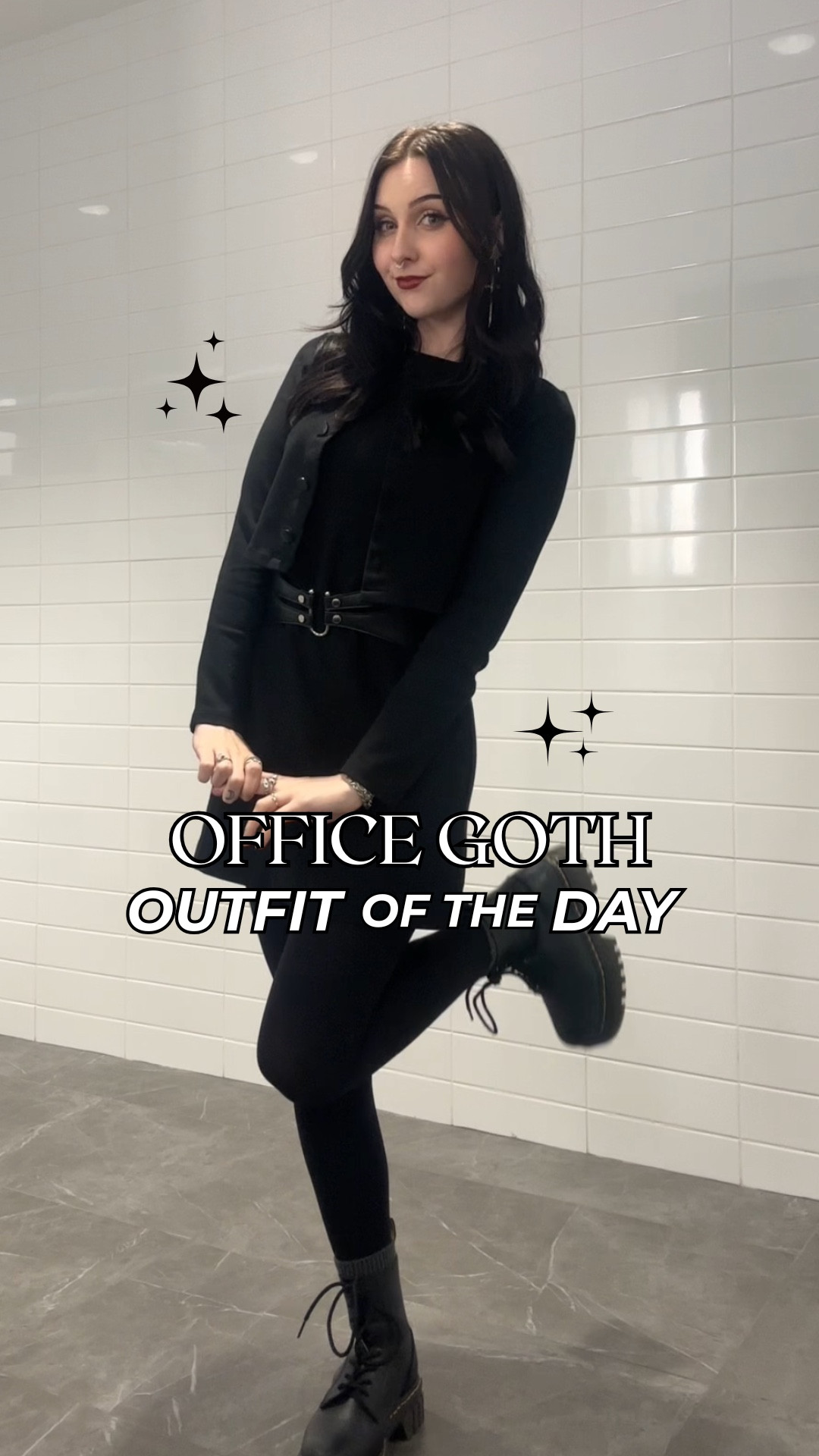 ootd as the office goth 

belt is from disturbia 

#corporategoth #softalt #alternativefashion #ootd #officefashion 

#LTKootd #LTKFindsUnder50 #LTKPetite