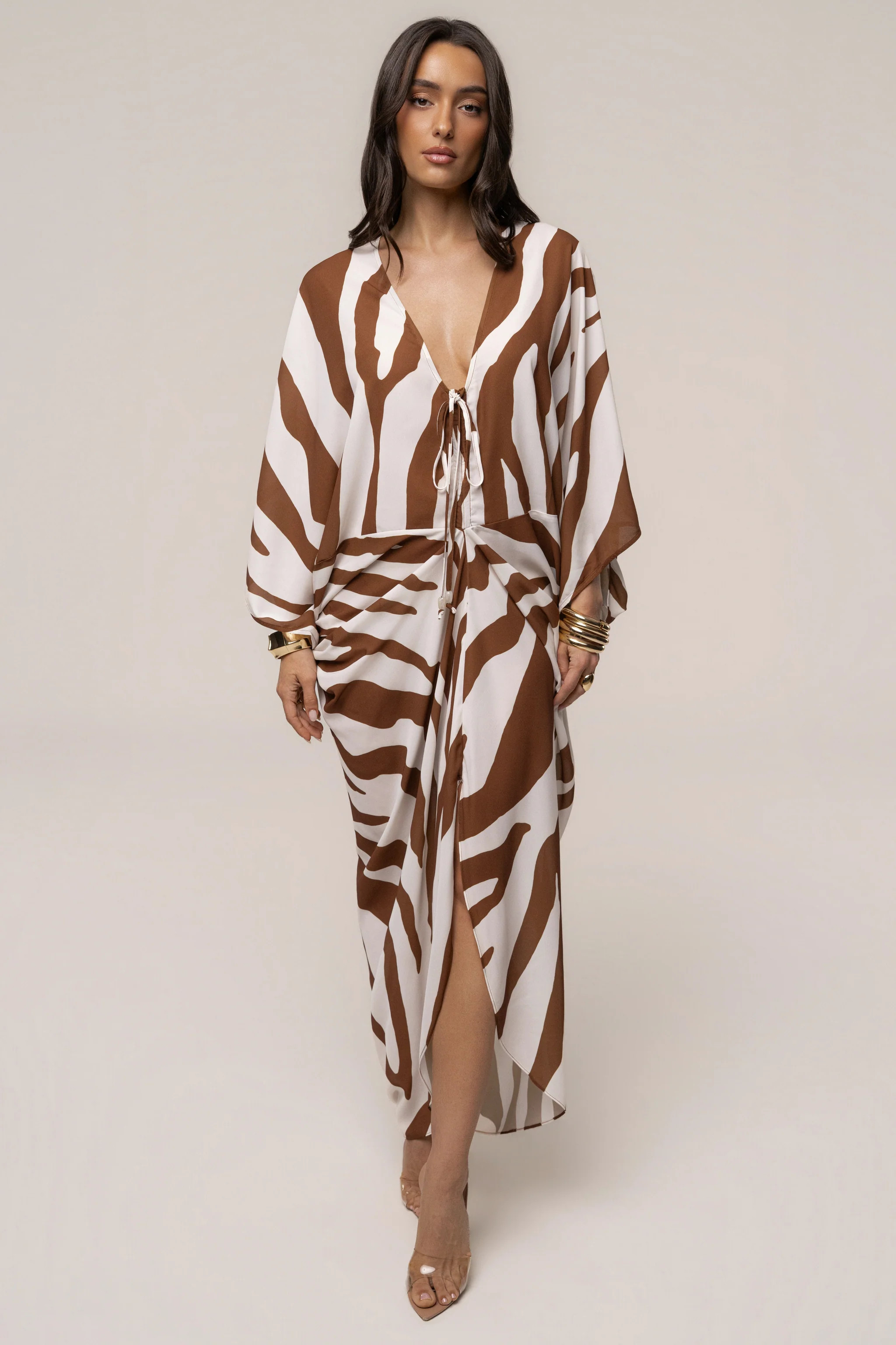 Brown Zebra Longer Days Cover Up Dress | JLUXLABEL US