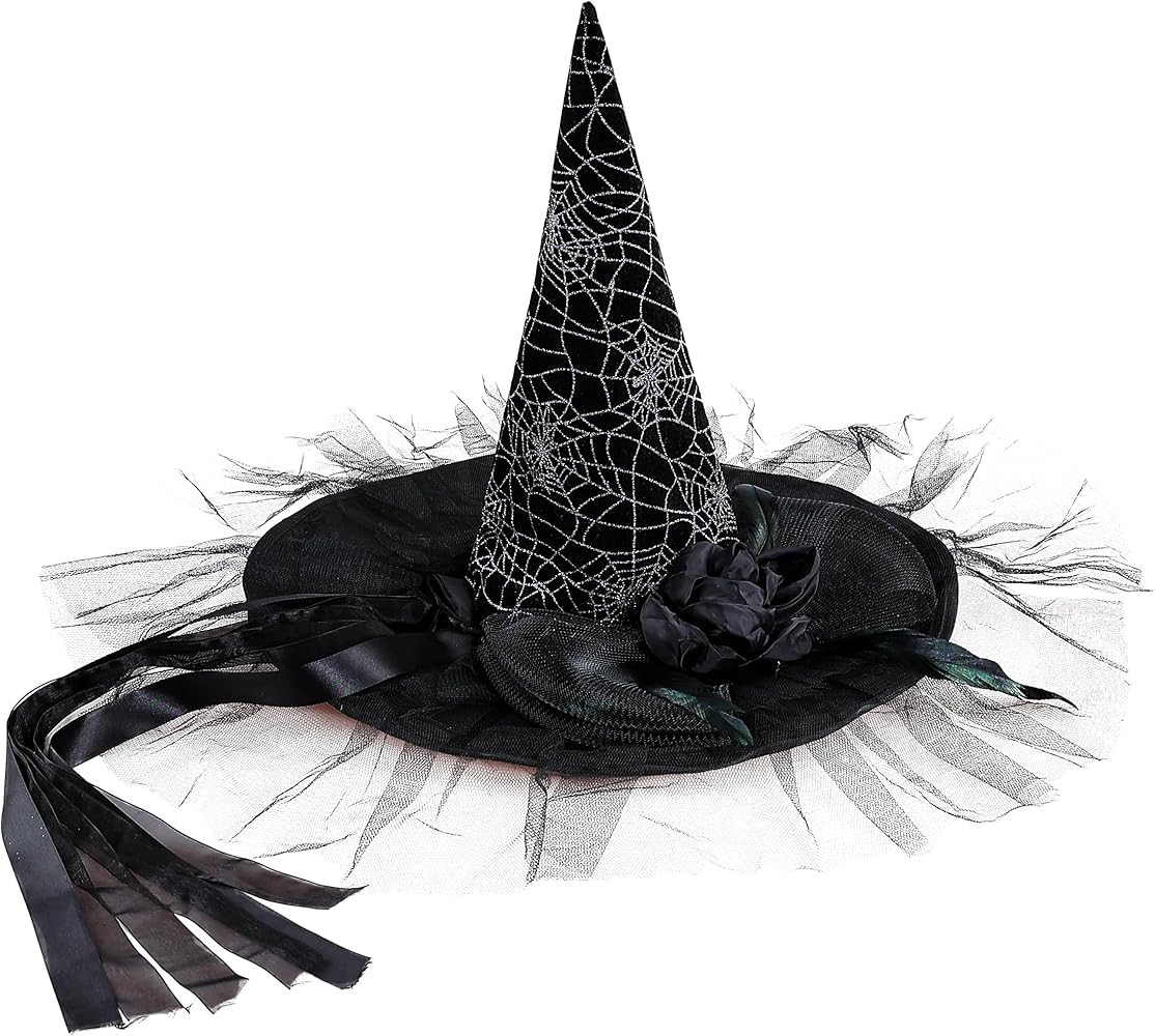 Halloween Witch Hat-Classic Black Felt Hat for Women, Girls, Party Costume Accessory(LED Glowing ... | Amazon (US)