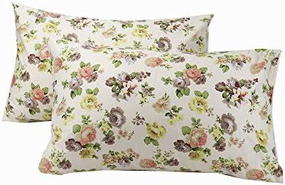 YIH Floral 600 Thread Count Cotton Pillow Case Set of 2, Ultra Soft Queen Size Pillow Covers with... | Amazon (US)