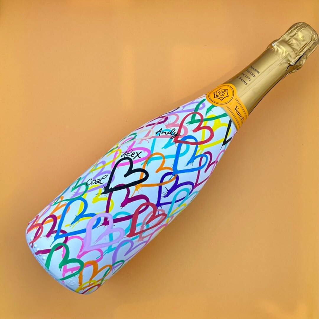 Custom Hand Painted Champagne Bottle - Graffiti Hearts Pattern - Engagement, Wedding, Anniversary... | Etsy (US)