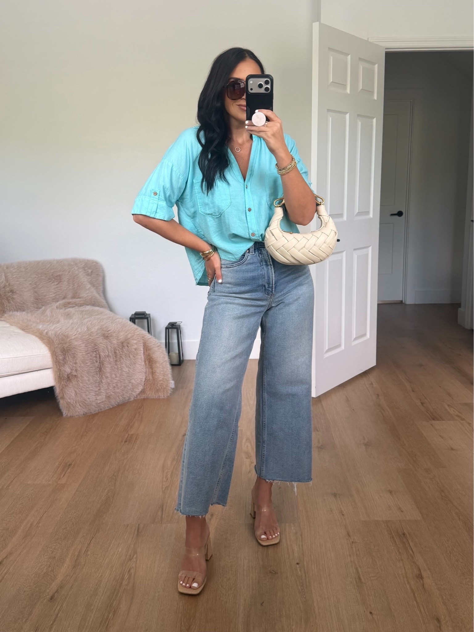 Zara Linen blend cropped shirt wearing size small