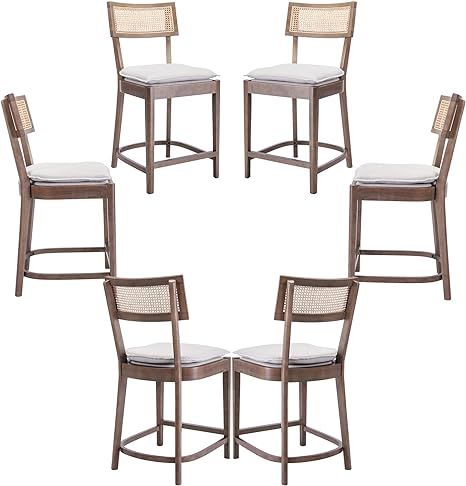 ZSARTS 26 Inch Counter Height Bar Stools Set of 6, Farmhouse Bar Stools French Country Stools wit... | Amazon (US)