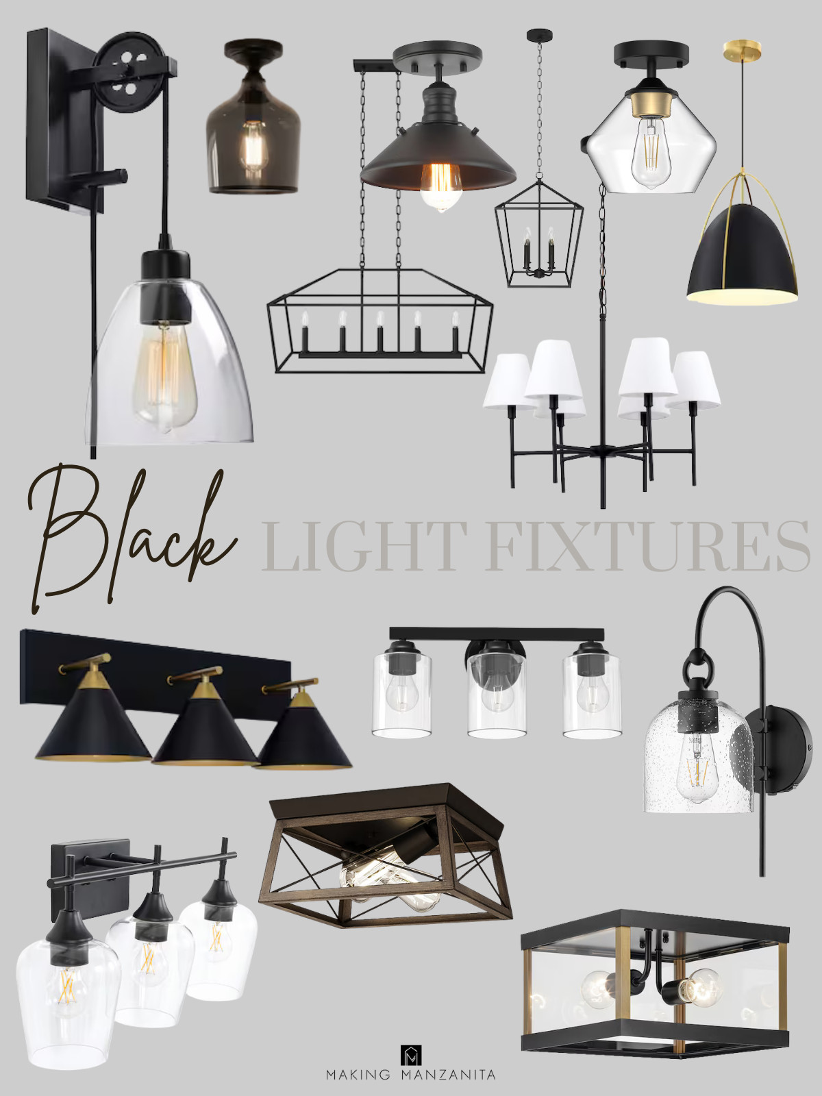 Black light fixtures that instantly elevate a space 🖤 From sleek wall sconces to statement chandeliers and pendants, these pieces add contrast, depth, and a modern edge. Matte black finishes work with everything - modern, farmhouse, or traditional - and help create that clean, pulled-together look without trying too hard. #lightfixtures #lights 

 #LTKHome