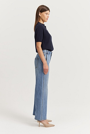 Australian Cotton Blend High Rise Wide Leg Jean | Country Road