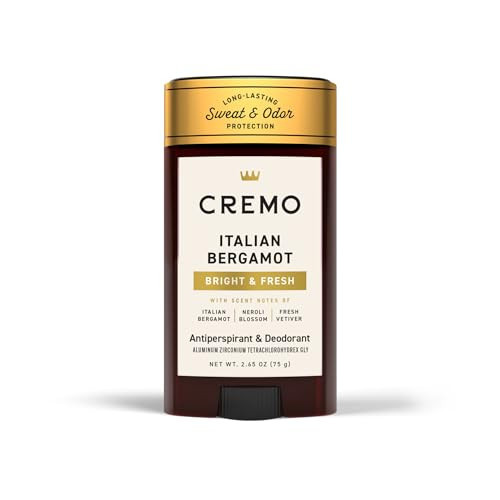 Cremo Italian Bergamot Antiperspirant & Deodorant for Men, 48-hour Sweat and Odor Protection, 2.65oz | Amazon (US)