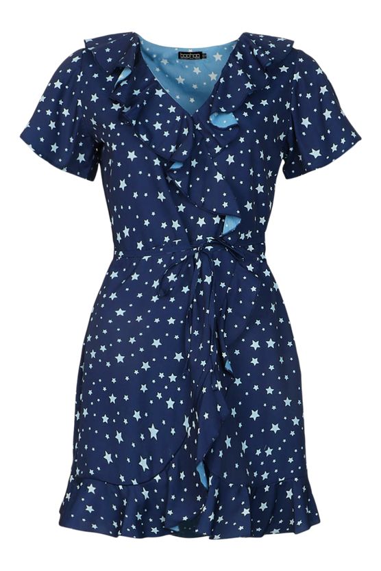 Woven Star Wrap Tea Dress | Boohoo.com (US & CA)