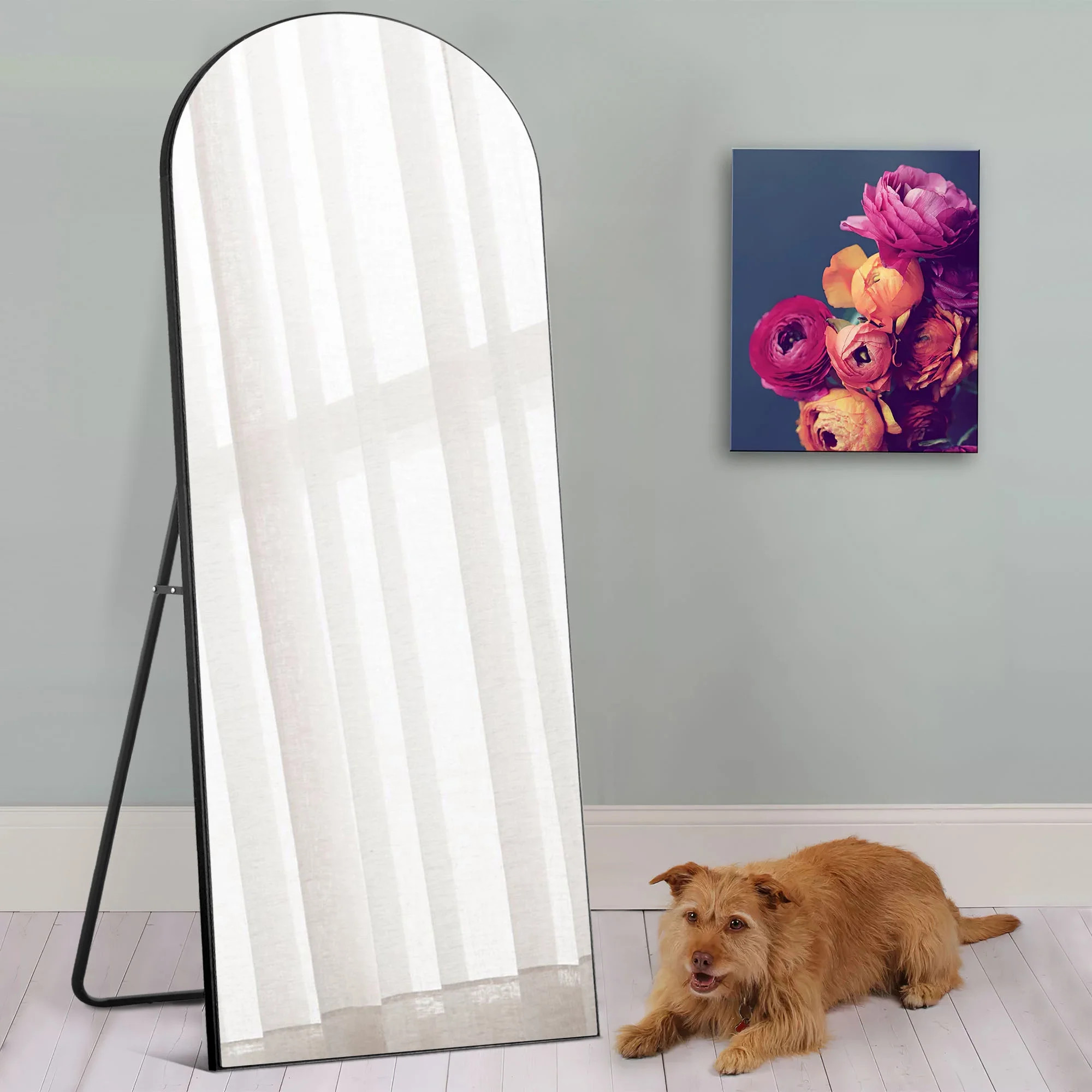 NeuType 71"x28" Arched Full Length Mirror Floor With Stand Black | Walmart (US)