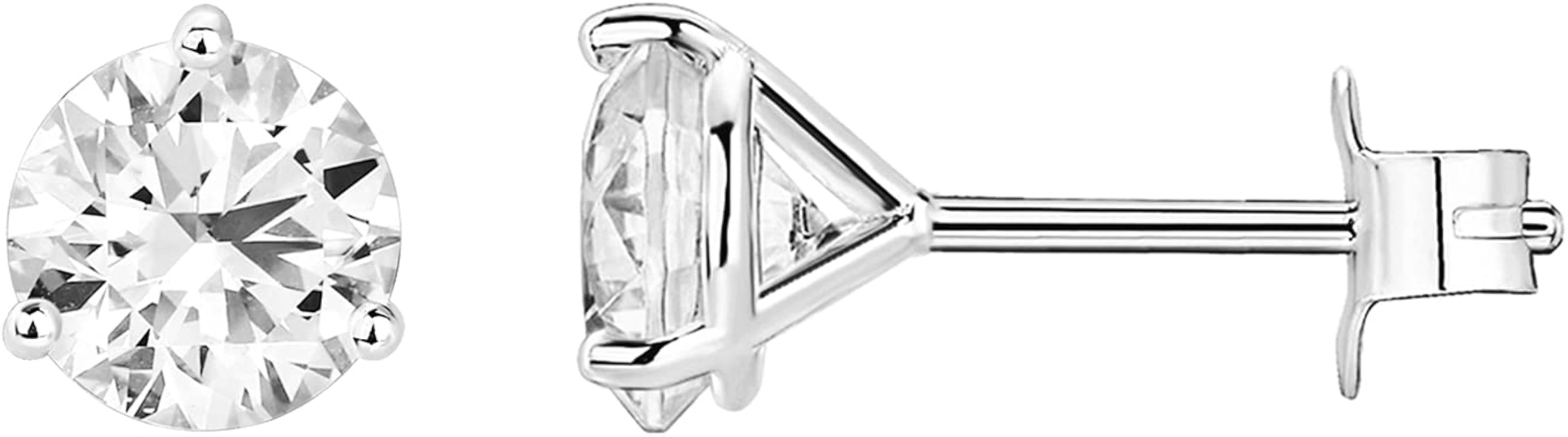 PAVOI 14K Gold Plated Sterling Silver Cubic Zirconia Stud Earrings for Women | Simulated Diamond ... | Amazon (US)