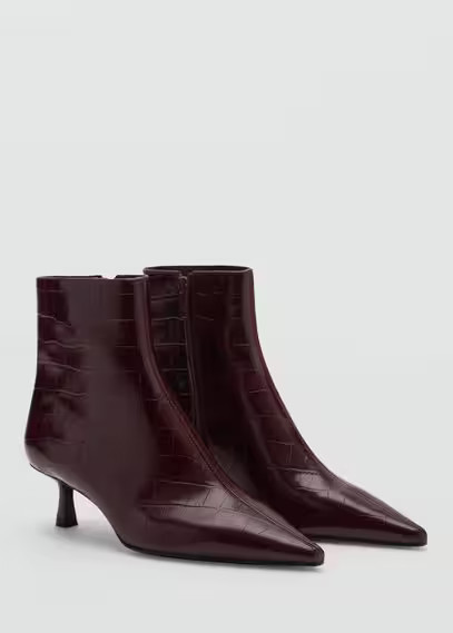 Kitten-heel coco boots burgundy - Women - 6½ - MANGO | Mango (US/MX/AU)