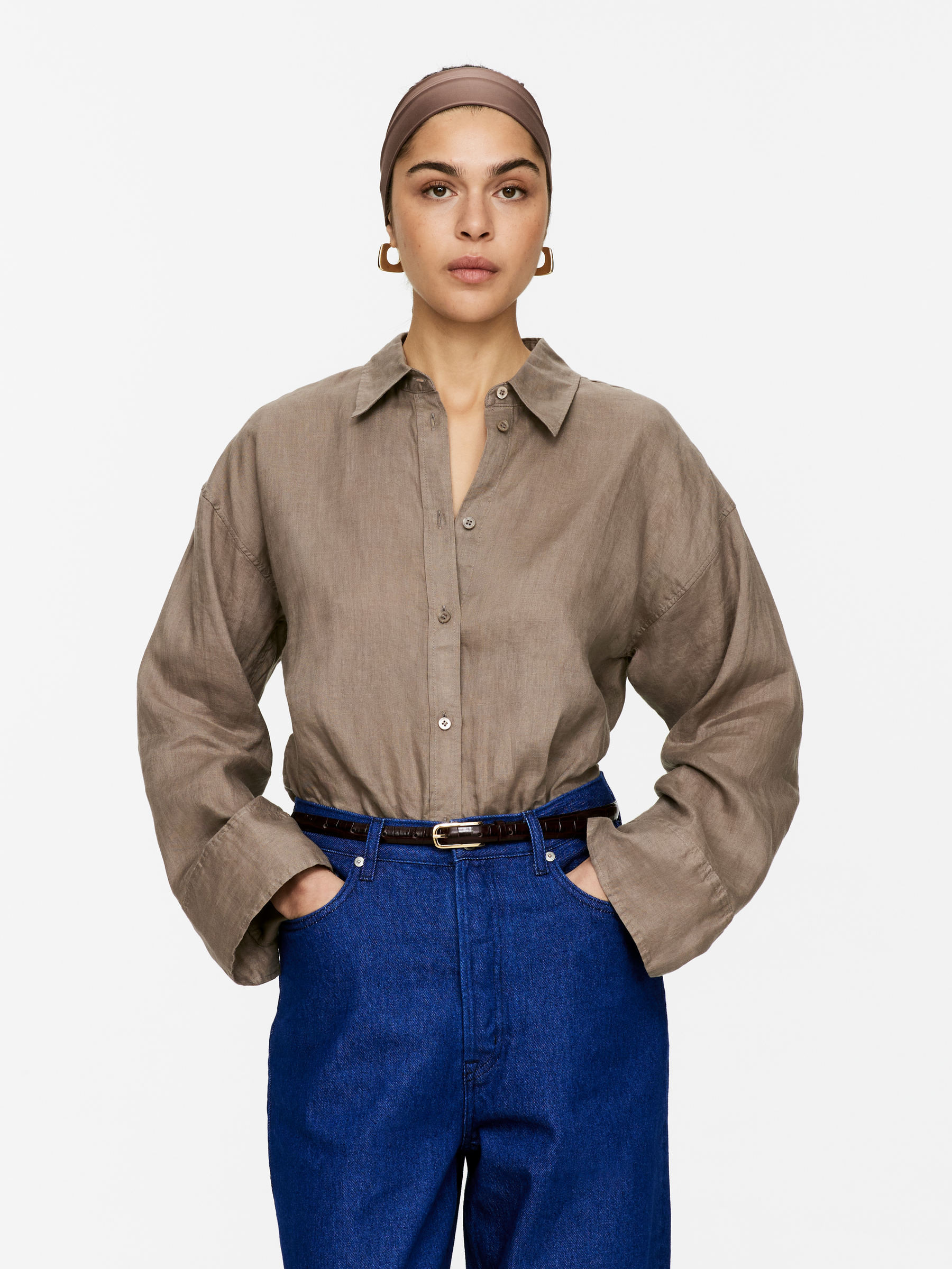 Loose Linen Shirt – Mole – Women – ARKET GB | Arket UK