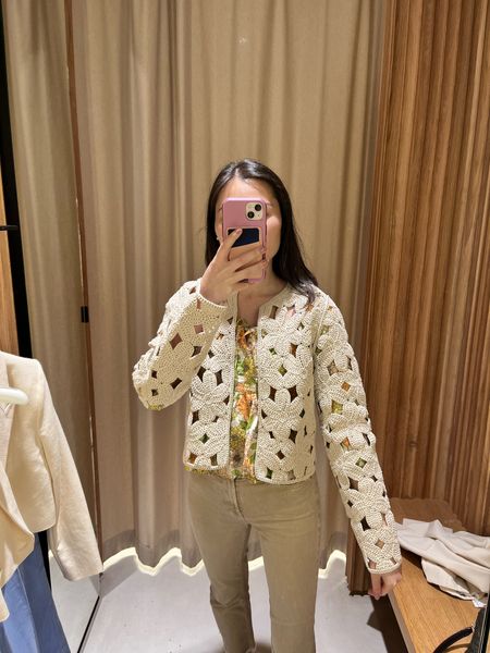 Cute flower crochet cut out cardigan - wearing M bc store didn’t have S but it’s cropped and runs a little small. Cute layer for the spring and summertime! 

#LTKSeasonal #LTKFestival #LTKfindsunder100