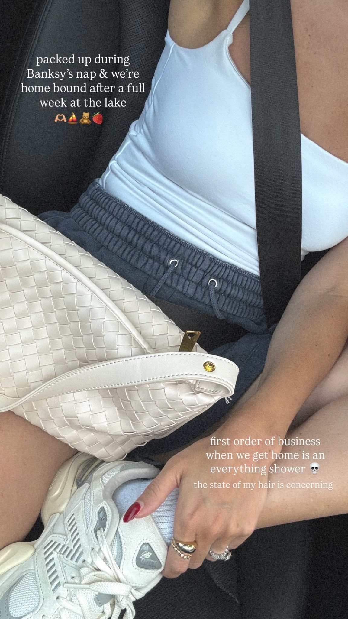 Car ride outfit from today — size xs in top and shorts! Bag is an Amazon find I own in a few colors and sneakers are my holy grail fave that are both comfy and aesthetic — true to size too! 

Road trip outfit 
Comfy outfit 
What to wear 
Lake outfit 

#LTKFindsUnder100 #LTKFindsUnder50 #LTKShoeCrush