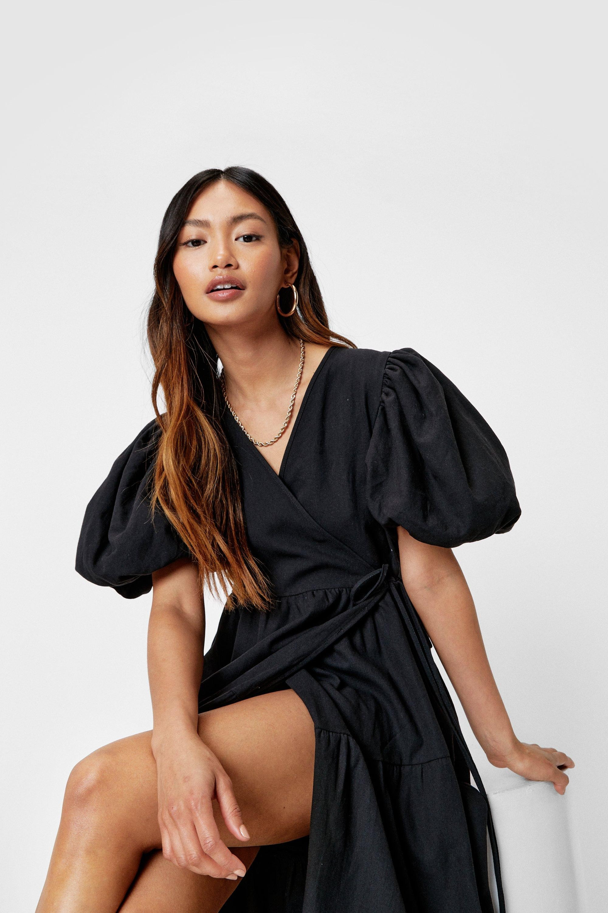 Petite Puff Sleeve Tiered Maxi Dress | Nasty Gal (US)