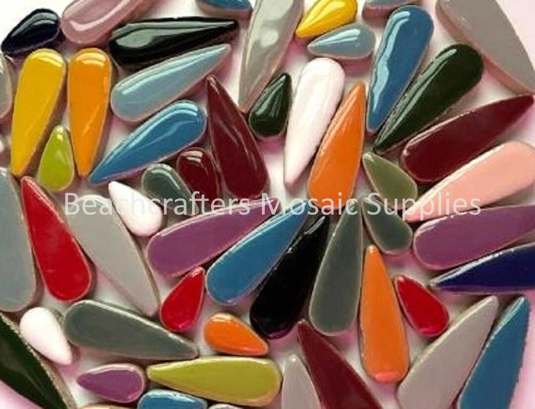 Teardrop Petals Ceramic Mosaic Tiles  - 50 Tiles - Mixed Colors - Mixed Sizes - Mosaic Tile Piece... | Etsy (US)