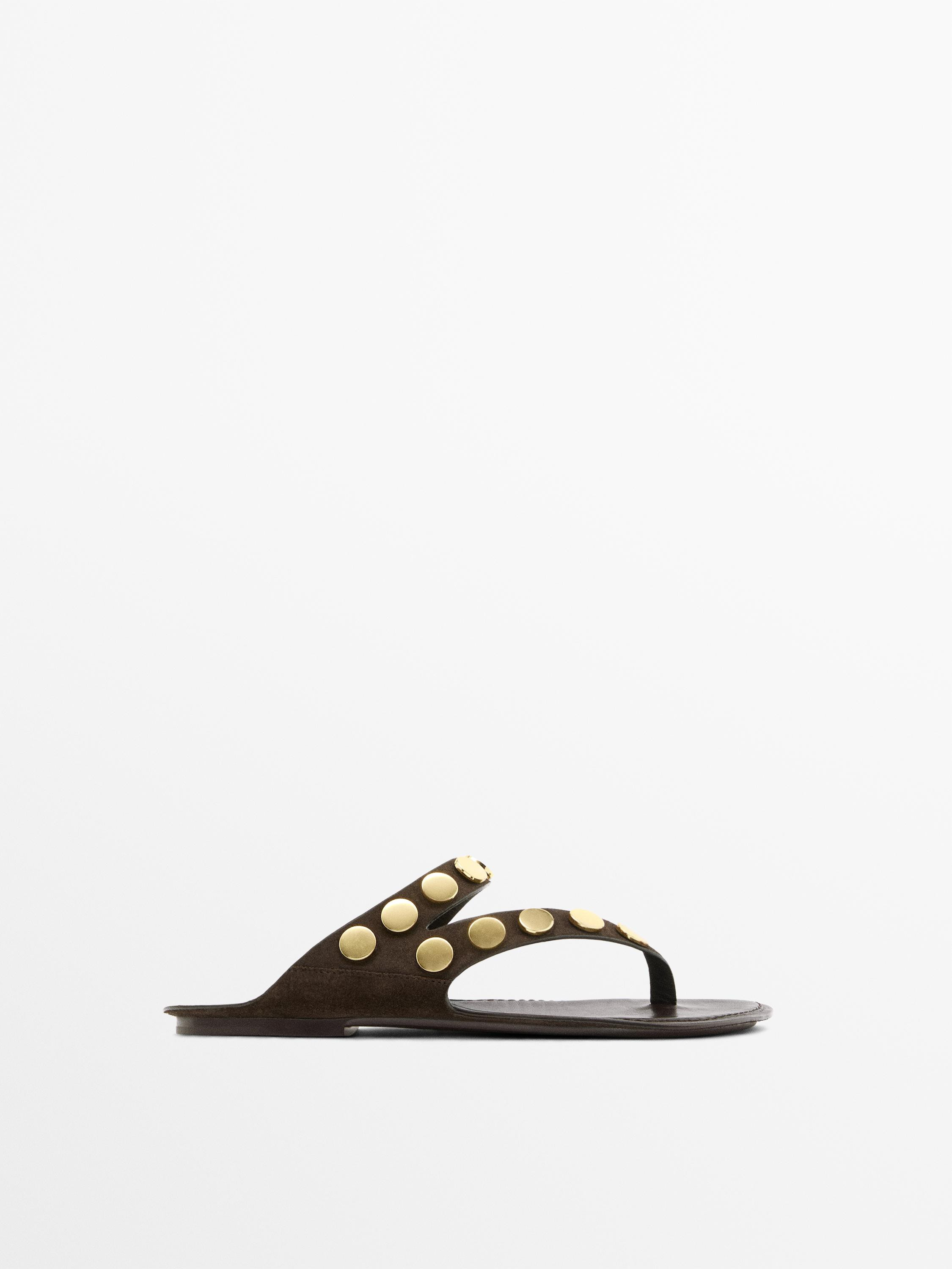 VIEW LOOK
Split leather sandals with studs

 £119  Colour:  Brown  Add to basket | Massimo Dutti UK