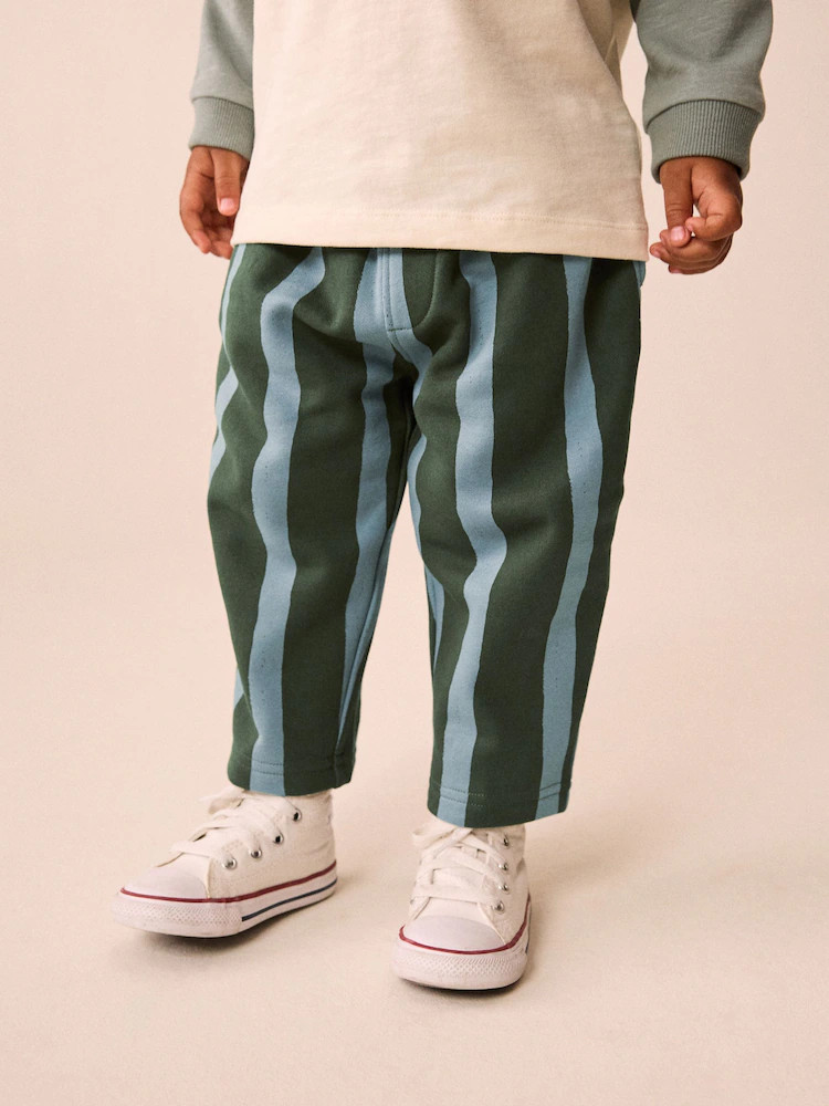 Green/Blue Stripe Single Wide Leg Jersey Joggers (3mths-7yrs) | Next US