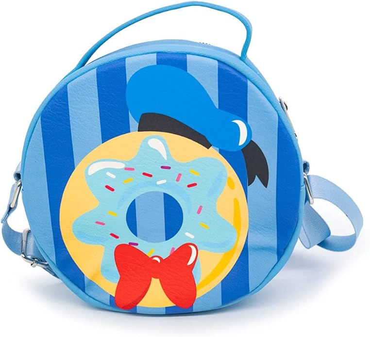 Disney Bag, Cross Body, Round, Donald Duck Donut Dessert with Stripes, Blues, Vegan Leather | Amazon (US)