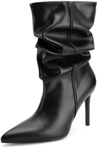 Slouchy Mid Calf Boots for Women High Stiletto Heeled Pointed Toe Boots Comfy Fall Winter Fashion... | Amazon (US)